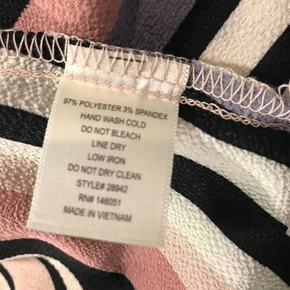 Monteau Half Button Mixed Stripes Peplum Top Sz S - Picture 7 of 7